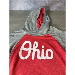 Homage Ohio Raglan Hoodie Red Grey Tri-Blend Script Pullover Sweatshirt XL